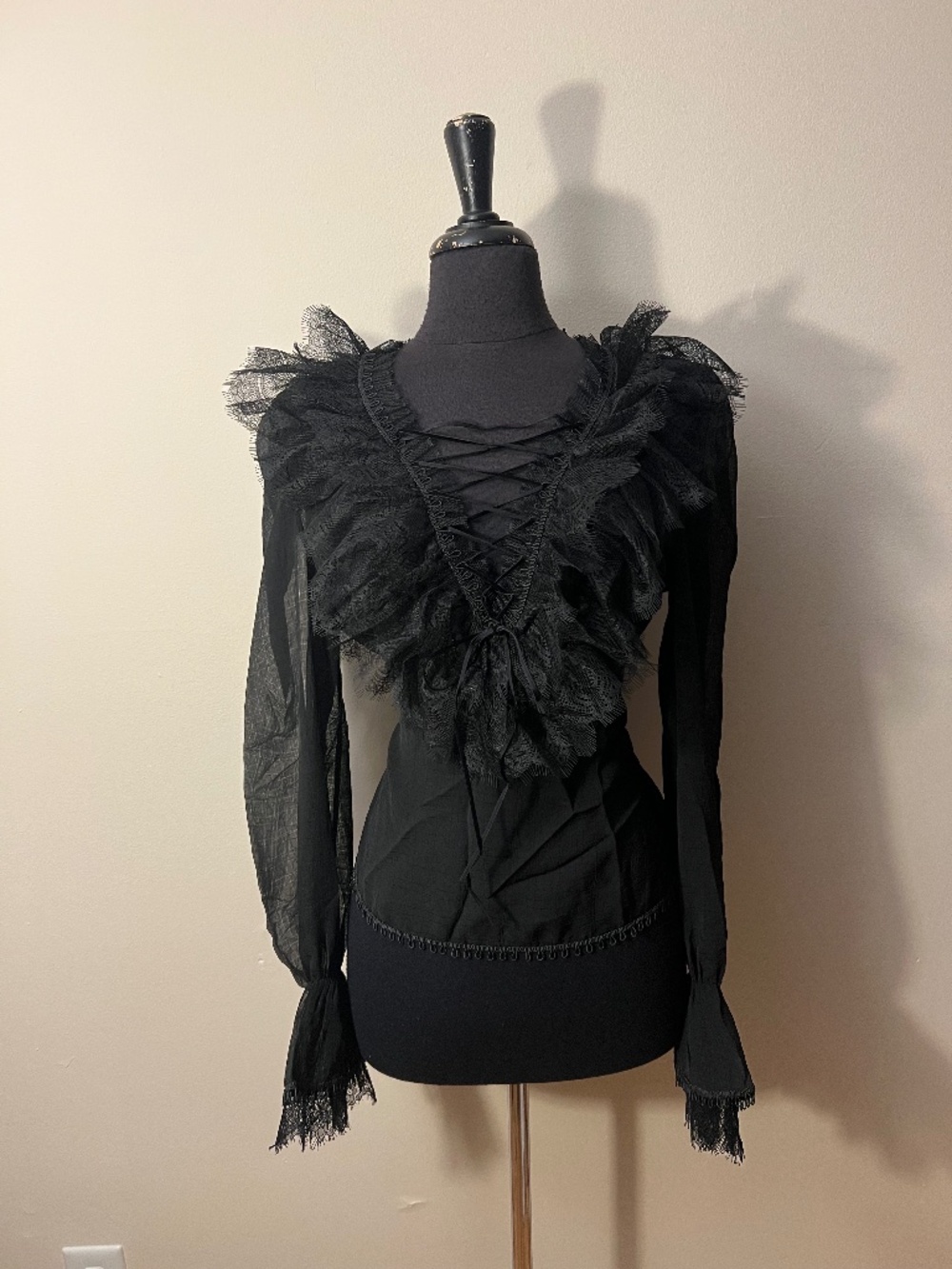 Devil Fashion Mesh Gothic Victorian Ruffle Top